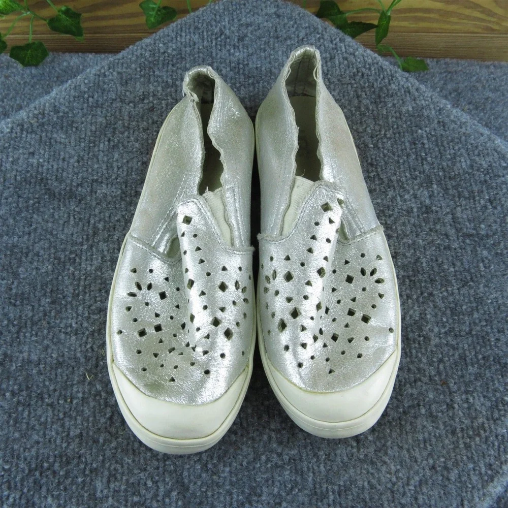 UGG Australia Youth Girls Flat Shoes Silver Textile Slip On Size 3‎ Medium